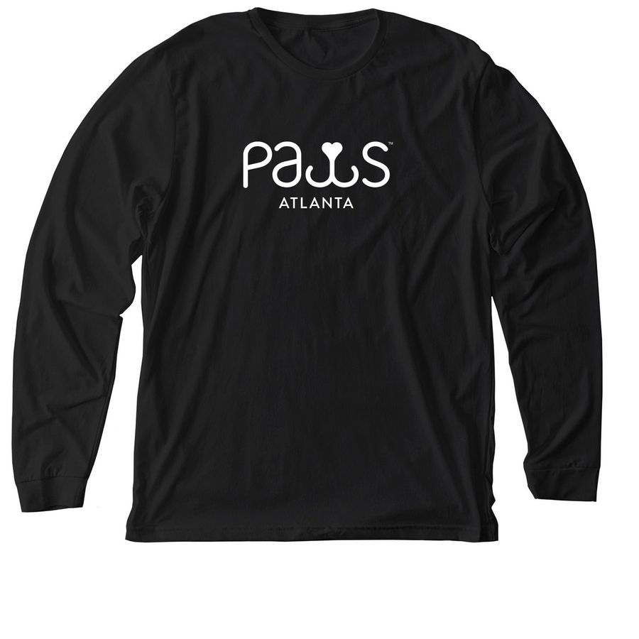 PAWS White Logo Long-Sleeve Tee, a Solid Black Blend Premium Long Sleeve Tee