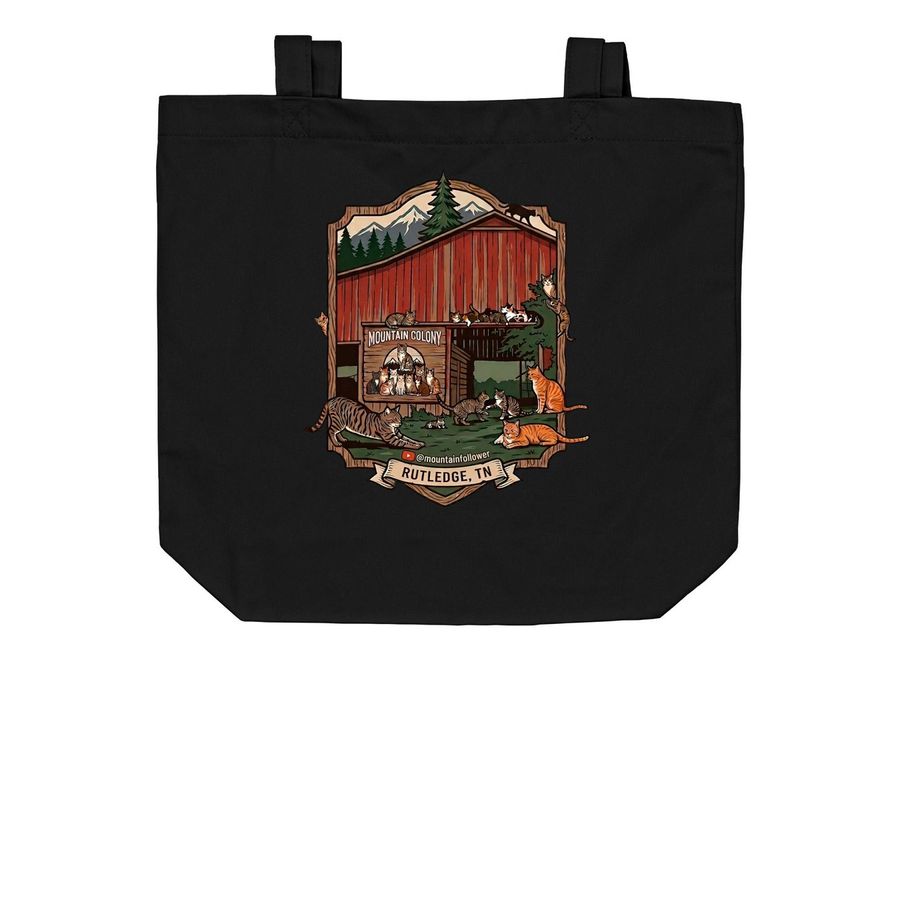 Mountain colony merchandise&nbsp;, a Black Organic Cotton Tote Bag