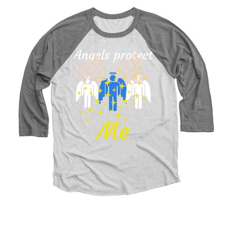 Angels protect me&nbsp;, a Premium Heather and Heather White 3/4 Sleeve Baseball Tee