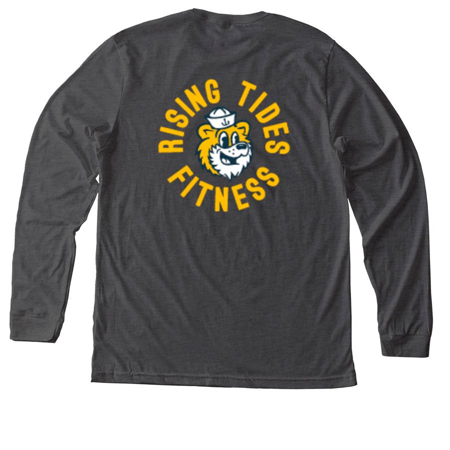 Big Font Long Sleeve, a Dark Grey Heather Premium Long Sleeve Tee (back-view)
