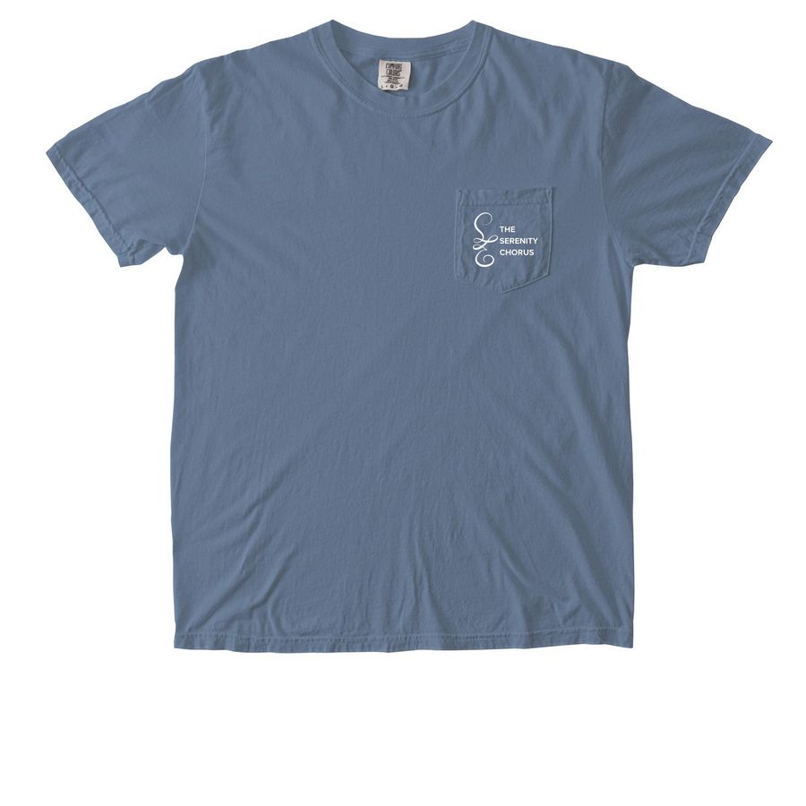 Blue Jean Serenity Chorus Pocket Tshirt, a Blue Jean Comfort Colors Pocket Tee