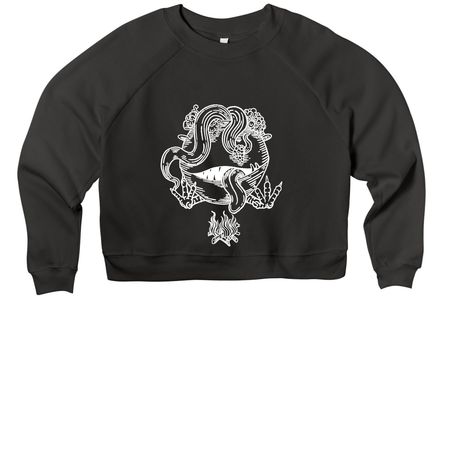 Bagagwa (White Outline), a Black Women's Premium Cropped Raglan Sweatshirt