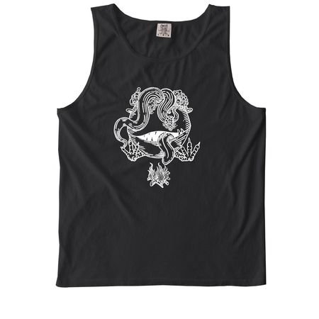 Bagagwa (White Outline), a Black Comfort Colors Tank Top