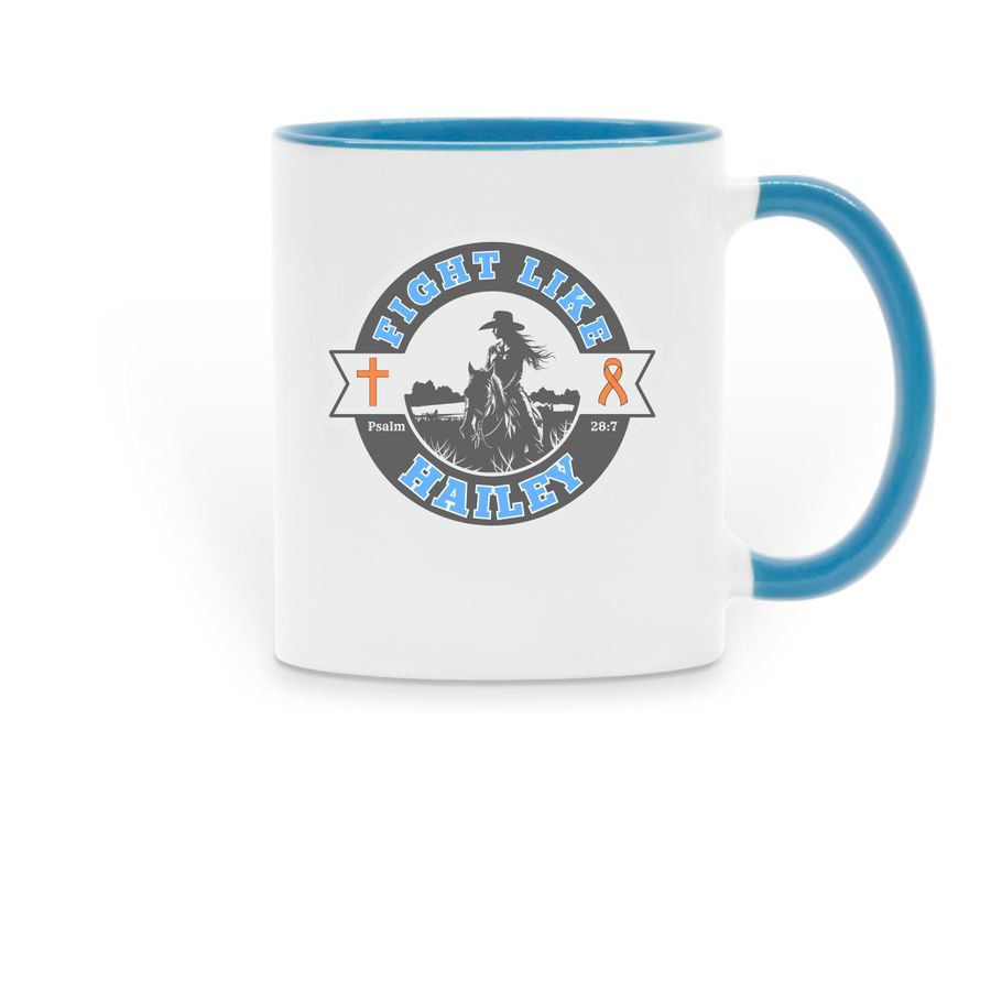 Fight like Hailey Mug, a Light Blue Two-Tone Ceramic Mug