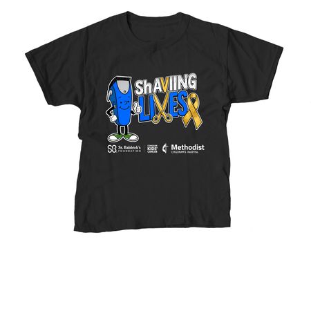 St. Baldrick's ShAVING LIVES team shirt, a Black Youth Unisex Tee