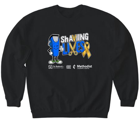 St. Baldrick's ShAVING LIVES team shirt, a Black Softstyle Crewneck Sweatshirt
