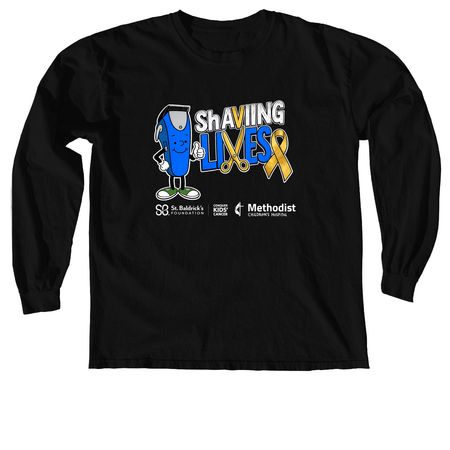 St. Baldrick's ShAVING LIVES team shirt, a Black Comfort Colors Long Sleeve Tee
