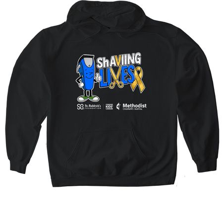 St. Baldrick's ShAVING LIVES team shirt, a Black Gildan Softstyle Pullover Hoodie