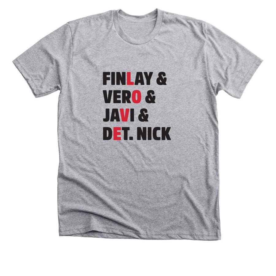 Name Stack (black font), a Athletic Heather Premium Unisex Tee