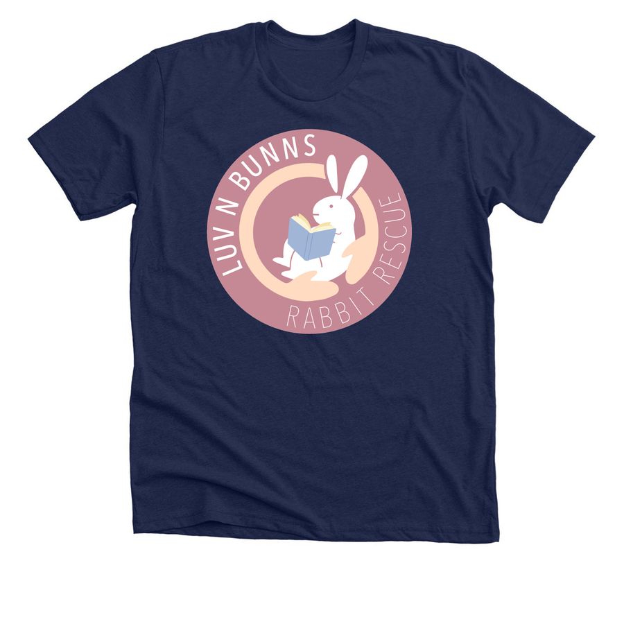 Luv-N-Bunns book logo, a Solid Navy Blend Premium Unisex Tee