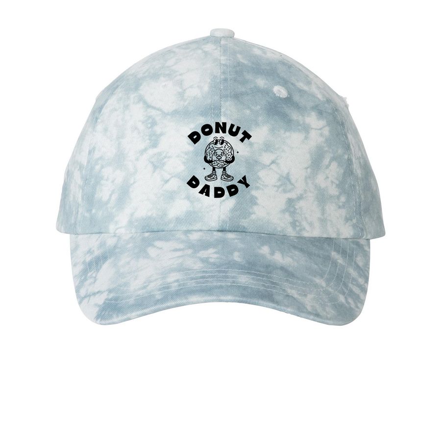 Donut Daddy, a Light Blue Printed Tie Dye Baseball Hat