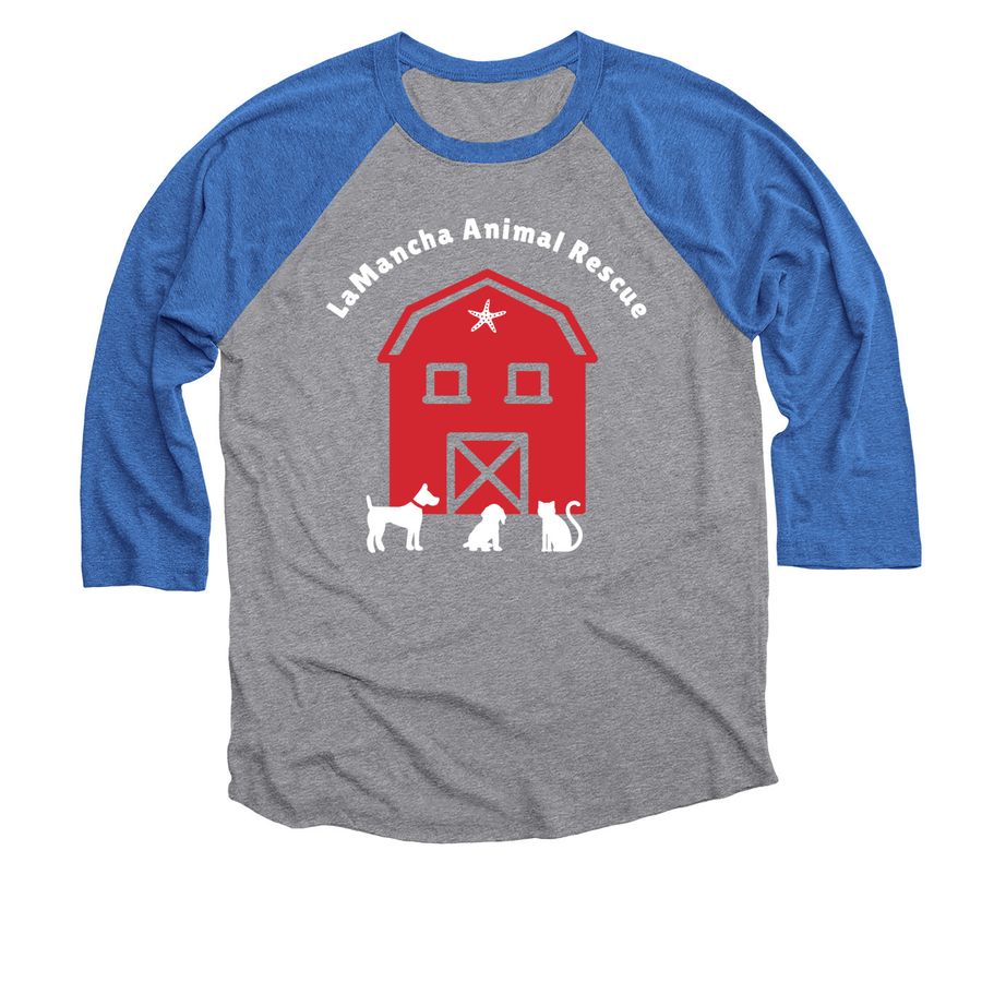 Barn Design White - Volunteering, a Vintage Royal and Premium Heather 3/4 Sleeve Baseball Tee