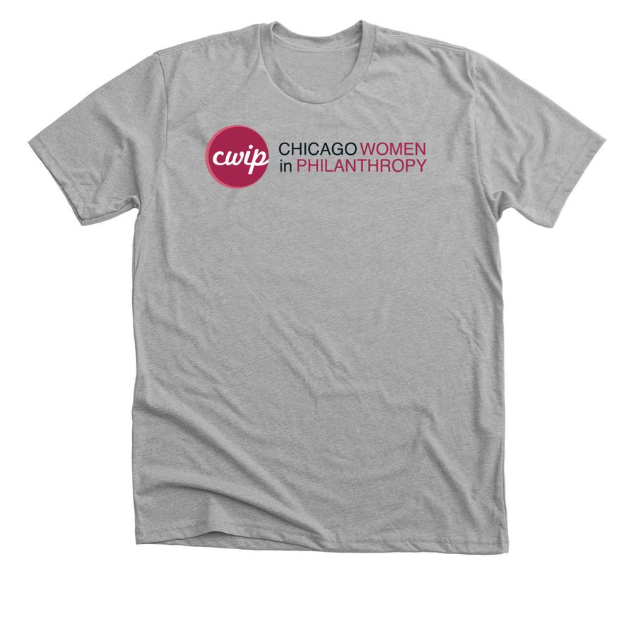 Chicago Women in Philanthropy&nbsp;(black text), a Athletic Heather Premium Unisex Tee