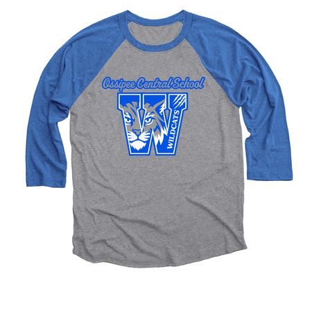 Wildcats Baseball Tee, a Vintage Royal and Premium Heather 3/4 Sleeve Baseball Tee