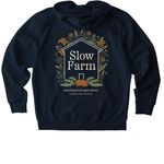 Slow, Wholehearted. (back graphic), a French Navy Stanley/Stella Unisex Cultivator 2.0 Zip Up Pullover Hoodie (back-view)