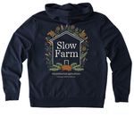 Slow, Wholehearted. (back graphic), a Night Sky Navy Allmade Organic French Terry Zip Up Hoodie (back-view)