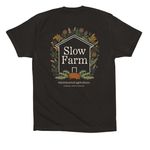 Slow, Wholehearted. (back graphic), a Black Premium Cotton Tee (back-view)