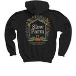 Slow, Wholehearted. (back graphic), a Black Youth Pullover Hoodie (back-view)