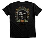 Slow, Wholehearted. (back graphic), a Black Heather Premium V-Neck Tee (back-view)
