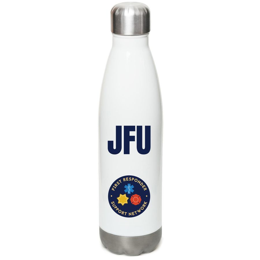 FRSN JFU Stainless Steel Water Bottle, a White Stainless Steel Water Bottle