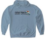 AM Three Pianos Long Beach, a Stone Blue Gildan Softstyle Pullover Hoodie (back-view)