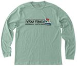 AM Three Pianos Long Beach, a Heather Dusty Blue Premium Long Sleeve Tee (back-view)