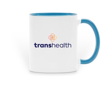 Transhealth Mug, a Light Blue Two-Tone Ceramic Mug