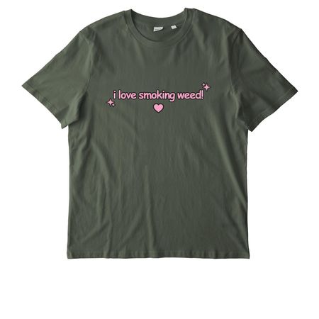 the *i love it!!!* t shirt, a Khaki Green Stanley/Stella Unisex Creator 2.0 Tee