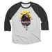 Franklinstein, a Black and Heather White 3/4 Sleeve Baseball Tee