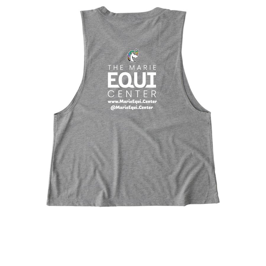 Equi 2026 Radiant Resistance, a Aluminum Grey Allmade Eco Triblend Women?s Muscle Tank (back-view)