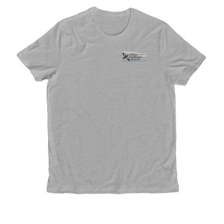 Shhhh...I'm birding. Full Logo., a Granite Grey Heather Allmade Organic Cotton Unisex Tee