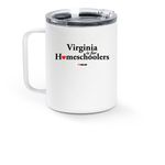 Virginia Is for Homeschoolers, a White Stainless Steel Travel Mug (back-view)