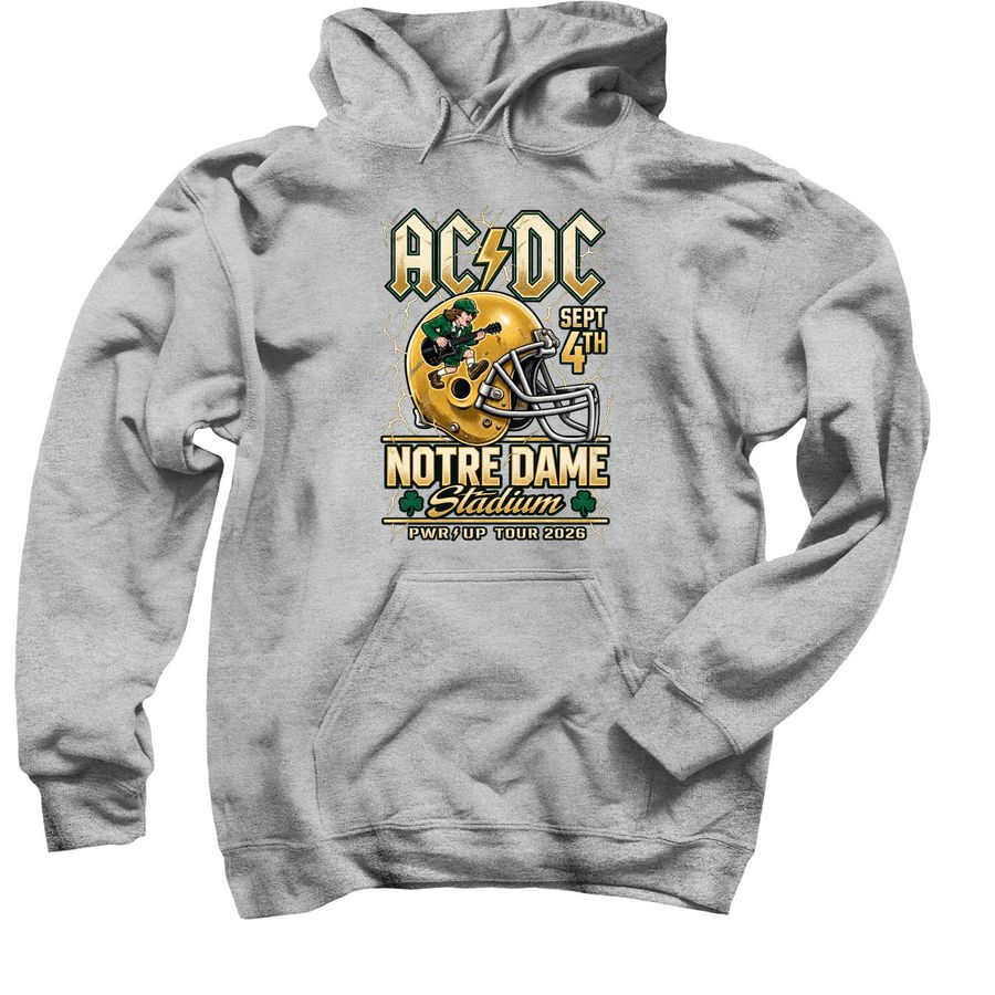 ACDC Notre Dame PWR UP Tour 2026 T- Shirt, a Sport Grey Pullover Hoodie