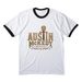 Rustic Austin Logo Shirt, a White/ Jet Black Cotton Ringer Tee