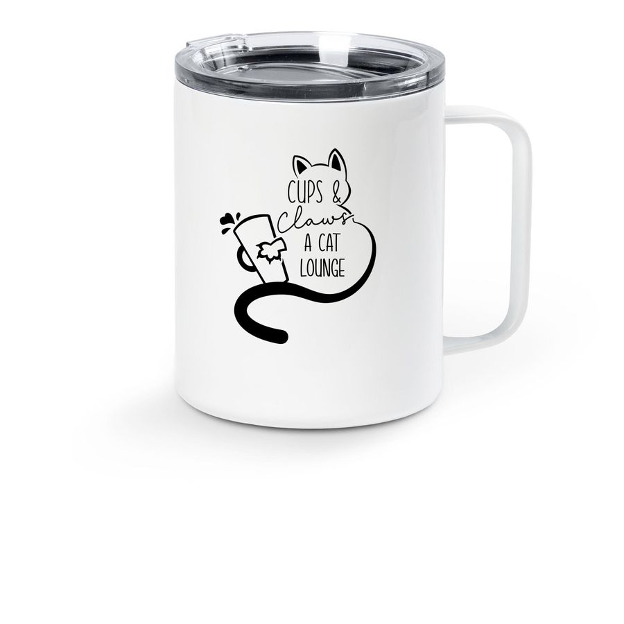 Sip and Support, a White Stainless Steel Travel Mug