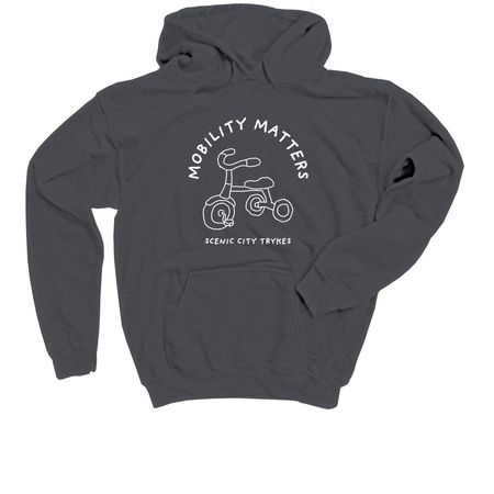 Mobility Matters, a Charcoal Youth Pullover Hoodie