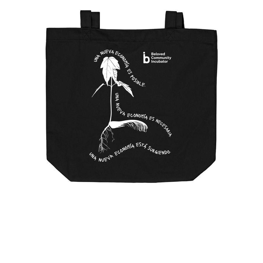 "Una Nueva Economia" Tote, a Black Organic Cotton Tote Bag