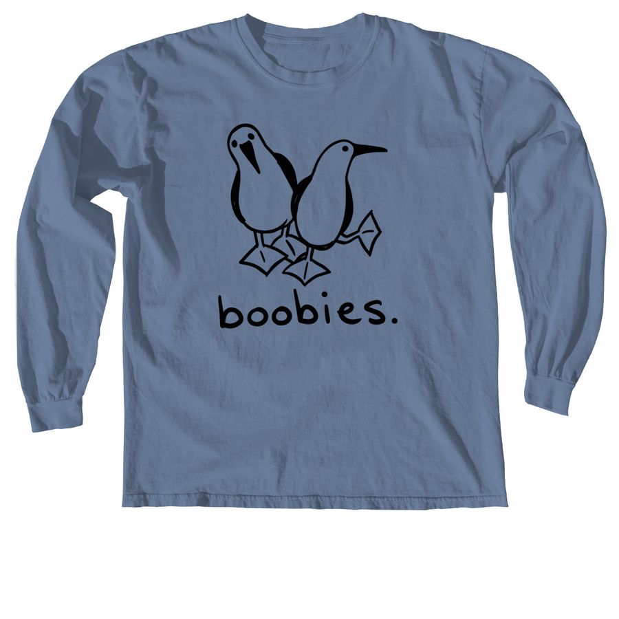 Two Boobies (Dark), a Blue Jean Comfort Colors Long Sleeve Tee