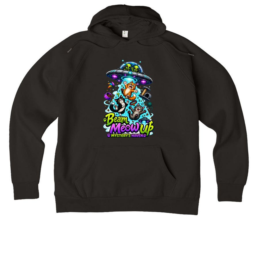 Beam Meow Up, a Deep Black Allmade Organic CVC Pullover Hoodie