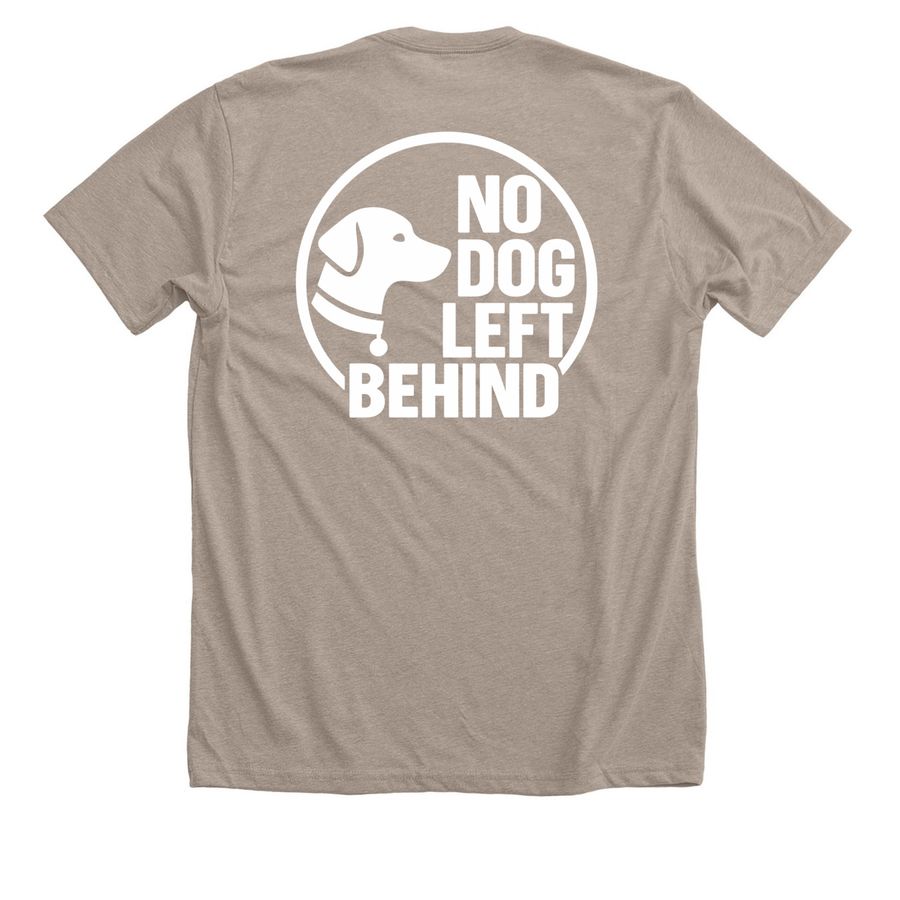 No Dog Left Behind T-shirt Fundraiser, a Heather Stone Premium Unisex Tee (back-view)