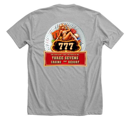777 Casino & Resort, a Athletic Heather Premium Unisex Tee (back-view)