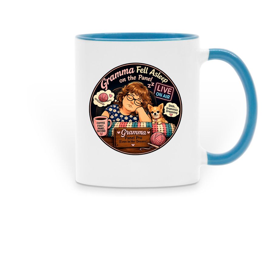Gramma's Sleepy, a Light Blue Two-Tone Ceramic Mug