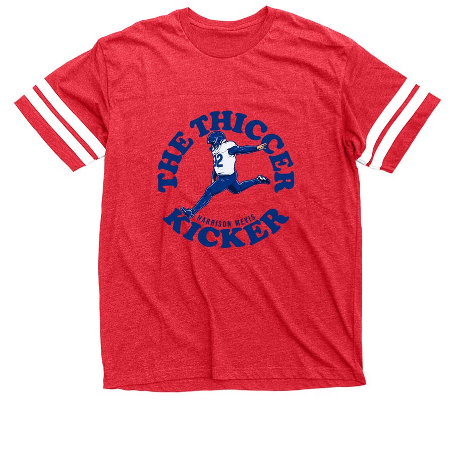 Harrison Mevis Thiccer Kicker Shirt, a Vintage Red / White Football Jersey Tee