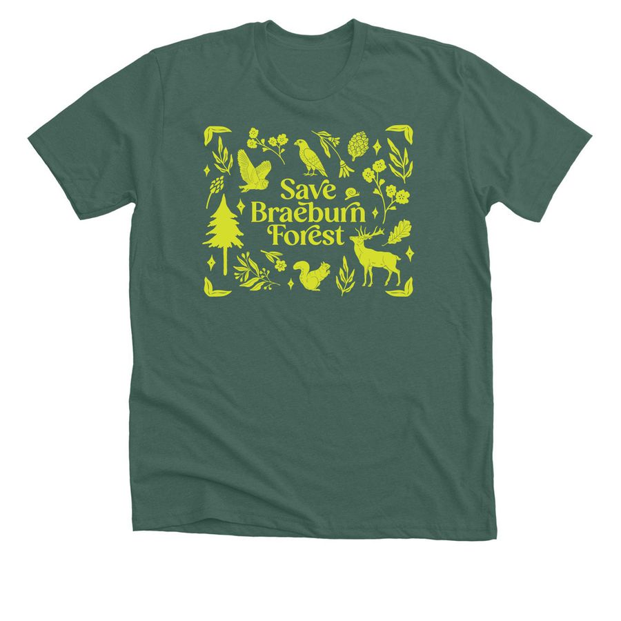 Save Braeburn Forest (Light Green Forest), a Heather Forest Premium Unisex Tee