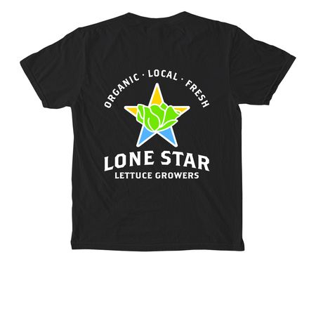 Lone Star Lettuce Growers, a Black Comfort Colors Pocket Tee (back-view)