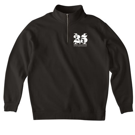 25th Anniversary Celebration, a Black Midweight Quarter Zip Pullover