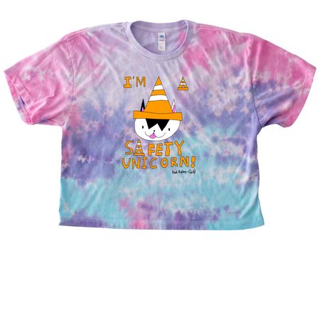 Safety Unicorn Ripley, a Cotton Candy Women's Tie Dye Cropped Tee