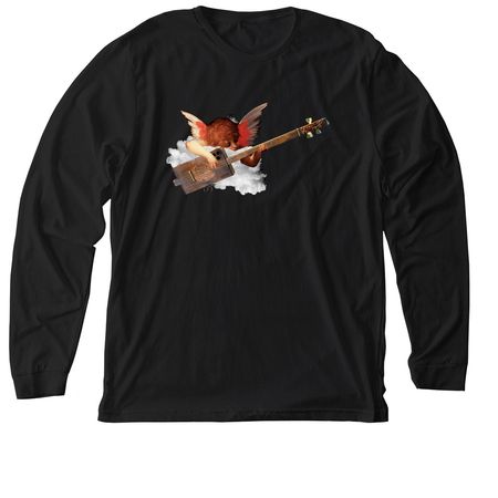 Cherub Playing a Cigar Box Guitar, a Solid Black Blend Premium Long Sleeve Tee