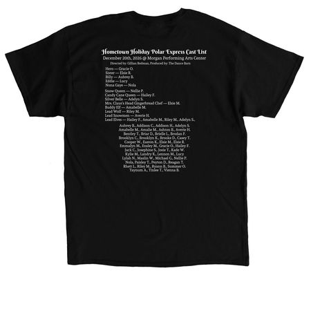 2026 Polar Express Cast Shirt, a Black Classic Unisex Tee (back-view)