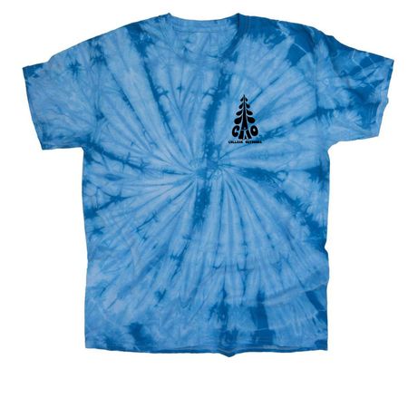 College Outdoors Circle Logo Tops, a Baby Blue Classic Tie Dye Tee